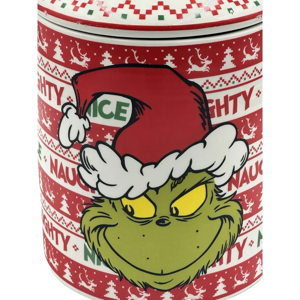 The Grinch Christmas Cookie Jar Zrike Brands Naughty Nice Ceramic Canister 2025